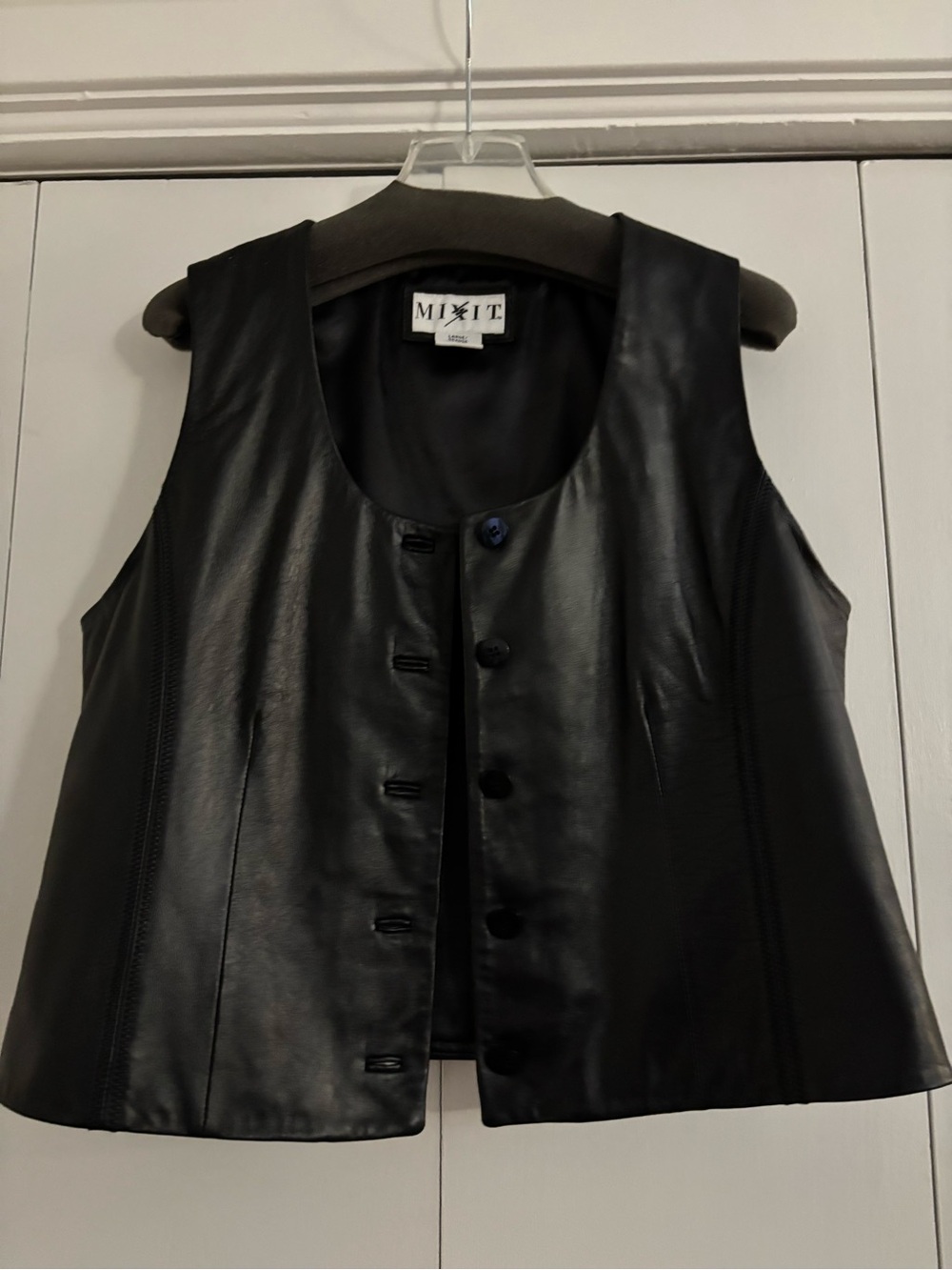 Mixit Black  Leather Button Vest